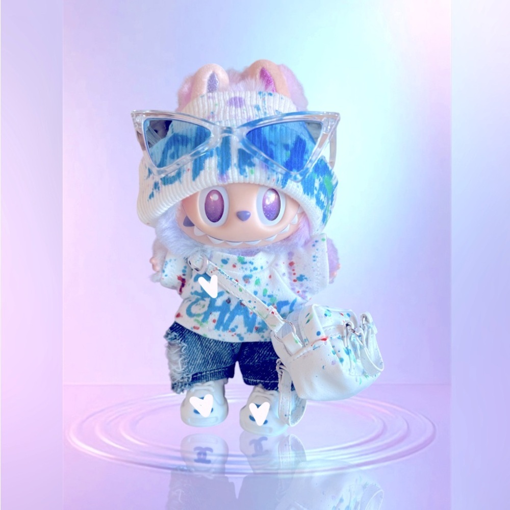 Labubu BIE LUCK + Luxury Designer Graffiti Pop Design 6 Piece Outfit Set NEW NIB